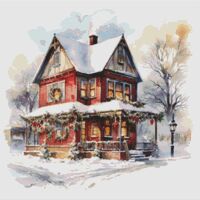 House At Christmas Cross Stitch Pattern - Thumbnail 1