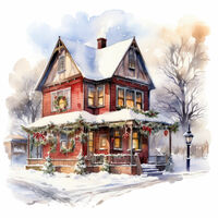 House At Christmas Cross Stitch Pattern - Thumbnail 2