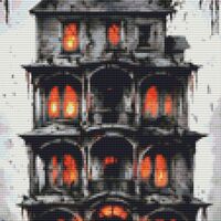 Haunted House Cross Stitch Pattern - Thumbnail 1