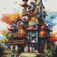 Funky House Cross Stitch Pattern - Thumbnail 1