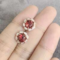 Beautiful Natural Red Garnet Earstuds 925 Sterling Silver Stud Earrings for Lady for Girl Beautiful Open Red Color - Thumbnail 5
