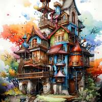 Funky House Cross Stitch Pattern - Thumbnail 2