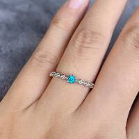 Only 1pcs- Exquisite Paraiba Color Natural Apatite Ring 925 Sterling Silver Ring Great Gift for Girls US size 6.5 or 6 1/2 - Thumbnail 5