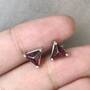 Triangle Sugerloaf Garnet Pyramid Red Garnet Earstuds 925 Sterling Silver Stud Earrings One Pair Simple Earstuds-1