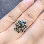 Web Predator- Natural Blue Sapphire Spider and Natural Yellow Sapphire Ring 925 Sterling Silver Ring September Birthstone US 6 1/4 or 6.25-1