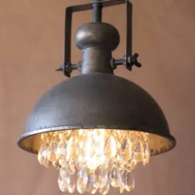 Metal pendant lamp with hanging gems 10"d x 13.5"t - cll1122 - Thumbnail 5