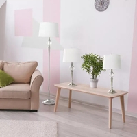 Lalia Home Crystal Drop Table and Floor Lamp Set in Brushed Nickel - LHS-1000-BN - Thumbnail 4