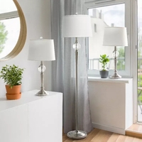 Lalia Home Crystal Drop Table and Floor Lamp Set in Brushed Nickel - LHS-1000-BN - Thumbnail 6