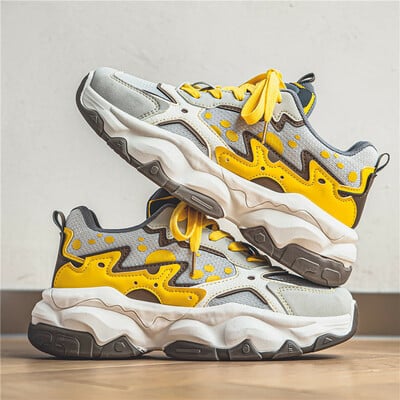 Yellow Breathable Chunky Shoes For Men