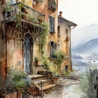 Front Of A Villa Cross Stitch Pattern - Thumbnail 2