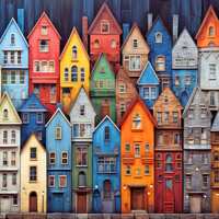 Colourful Houses Cross Stitch Pattern - Thumbnail 2