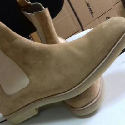 New handmade mens beige color chelsea boot