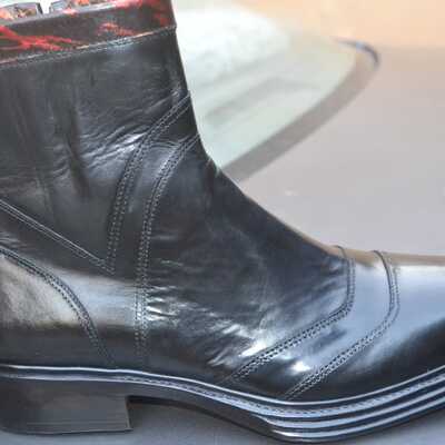 Handmade black calf leather side zipper jodhpur boots - Thumbnail 2