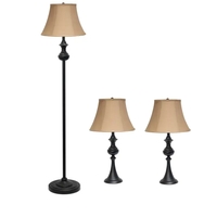 Lalia Home Homely Traditional Valletta 3 Piece Metal Lamp Set (2 Table Lamps, 1 Floor Lamp) - LHS-1007-RZ - Thumbnail 9