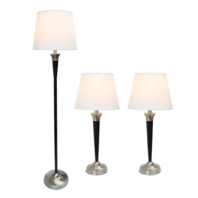 Elegant designs malbec black and brushed nickel 3 pack lamp set (2 table lamps, 1 floor lamp) - lc1018-mbc - Thumbnail 4