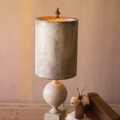 Table lamp - wood and metal base with tall metal shade - ccg1575 - Thumbnail 4