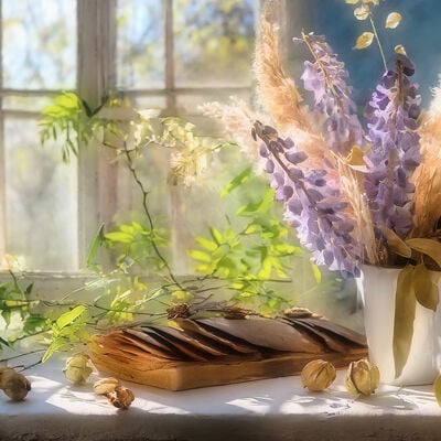 Wisteria flowers cross stitch pattern