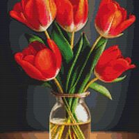 Vase Of Tulips Cross Stitch Pattern - Thumbnail 1
