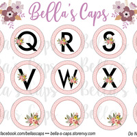 Floral Alpha 1" Round Digital Cabochon Image - Thumbnail 2