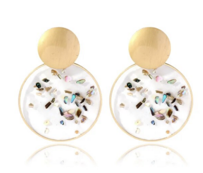 Chic Gold tone resin statement earrings 