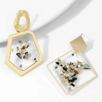Chic Gold tone resin statement earrings  - Thumbnail 2