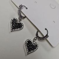 Black CZ Heart Earrings - Thumbnail 2