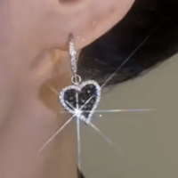 Black CZ Heart Earrings - Thumbnail 3