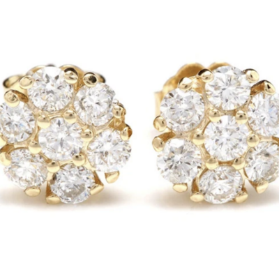 Floral goldtone cz stud earrings