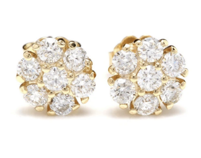 Floral Goldtone CZ Stud Earrings