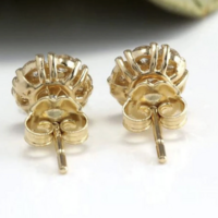 Floral Goldtone CZ Stud Earrings - Thumbnail 2