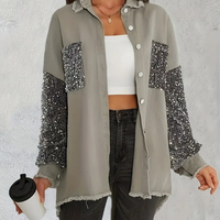 Sequin Sleeve Accent Shirt As seen online - Thumbnail 1