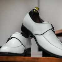 Men's Handmade White Color Dress Fashion Monk Strap Leather Shoes - Thumbnail 1
