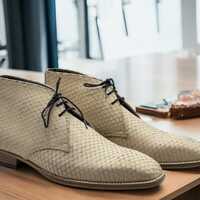 Handmade Men's Skin python Leather Lace up Chukka Ankle Boot - Thumbnail 1