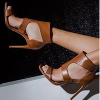 Sheep Pattern Hollow Roman Shoes Sexy Fashion High Heel Sandals 2 colors - Thumbnail 3