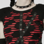 WOMEN BLACK-RED PUNK SEPERATED SLEEVES T-SHIRT-2