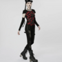 WOMEN BLACK-RED PUNK SEPERATED SLEEVES T-SHIRT-2
