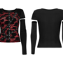 WOMEN BLACK-RED PUNK SEPERATED SLEEVES T-SHIRT-3