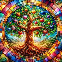 Stained Glass Apple Tree Cross Stitch Pattern - Thumbnail 2