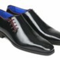 New Handmade Men's Side Lace Oxfords Black Polished Leather Shoes - Thumbnail 1