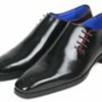 New Handmade Men's Side Lace Oxfords Black Polished Leather Shoes - Thumbnail 2