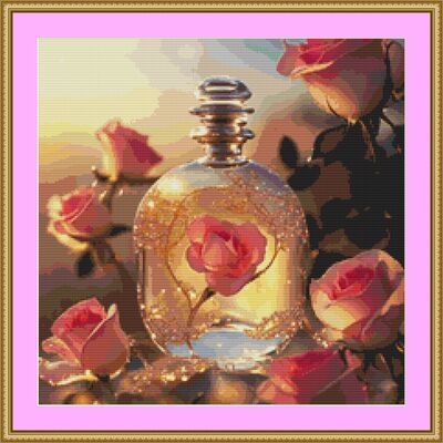 Rose in a bottle cross stitch pattern - Thumbnail 4