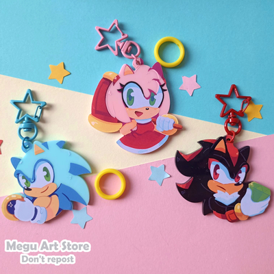 Sonic solid acrylic keychains