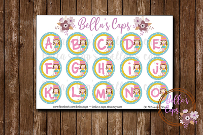 Cute Circus Themed Alpha 1" Round Digital Cabochon Image