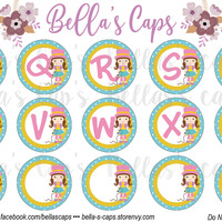 Cute Circus Themed Alpha 1" Round Digital Cabochon Image - Thumbnail 2