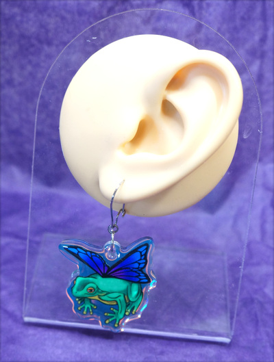 Purple Winged Flutter Frog Earrings