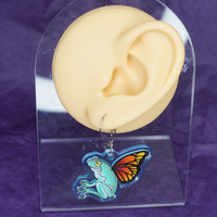 Orange Winged Flutter Frog Earrings - Thumbnail 1