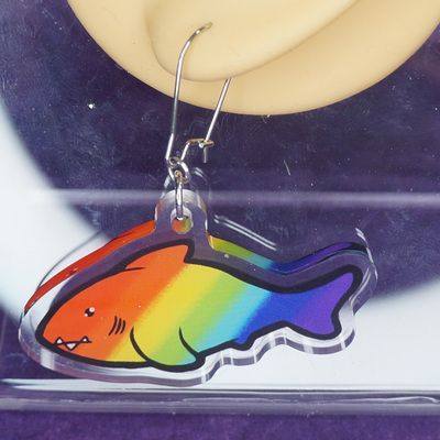 Rainbow shark earrings