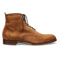 Elegant Handmade Men’s Ankle High Suede Lace Up Boots, Men’s Brown Color Boots - Thumbnail 1
