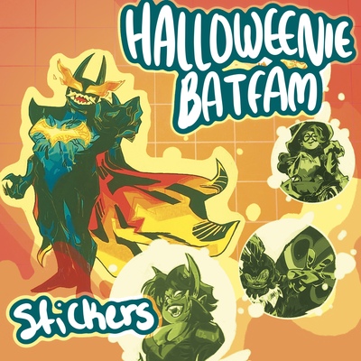 Halloweenie Batfam Stickers (singles)