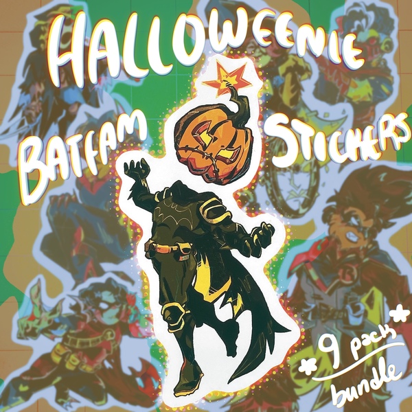 Halloweenie Batfam Stickers (9 piece bundle)